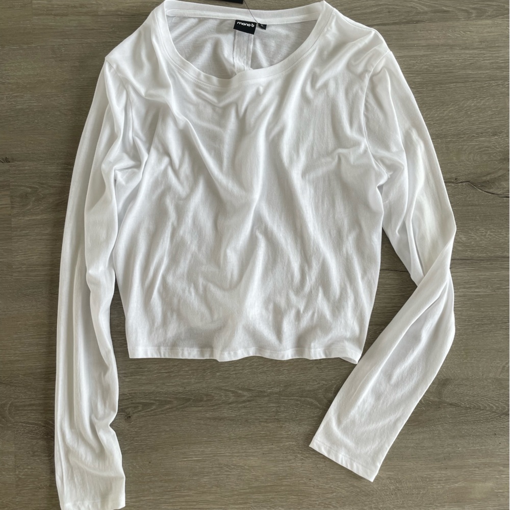 Mono b NWT white tie back long sleeve tee